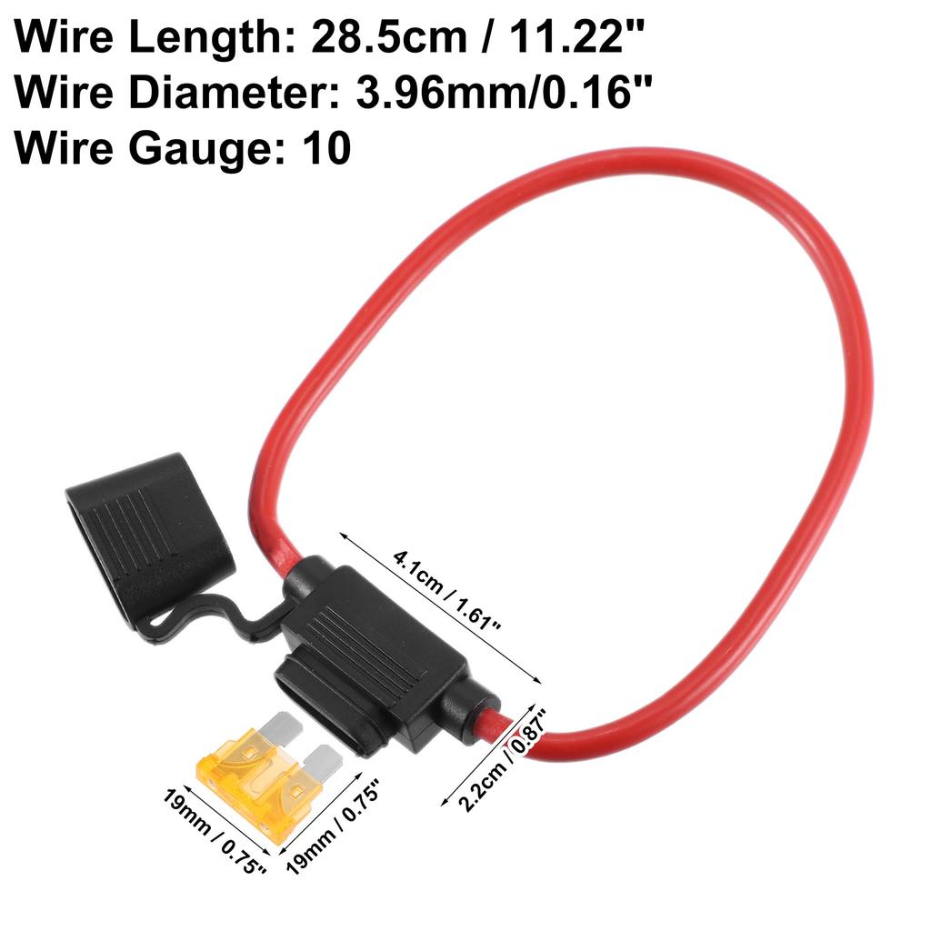 uxcell 2pcs DC 32V 10AWG Gauge Inline Fuse Holder Convoy ATC Style with 4pcs 5A Fuses