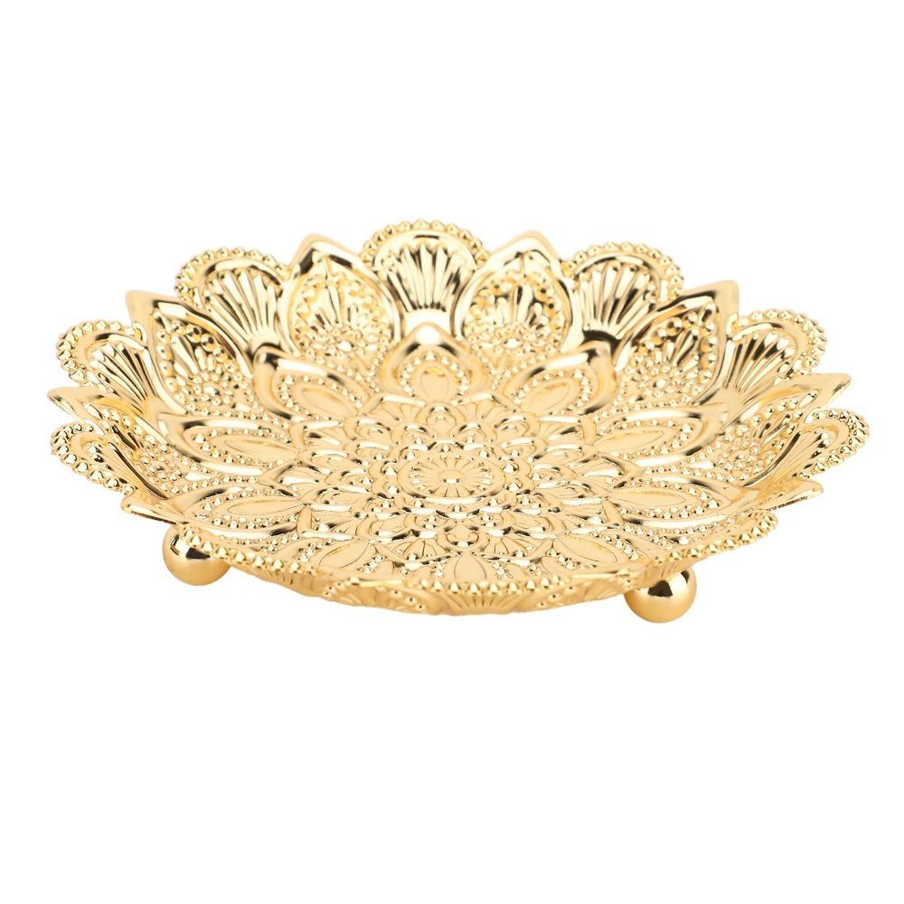 Round Flower Turkish Serving Tray Retro Embossed Round Flower Tray For Home Bar