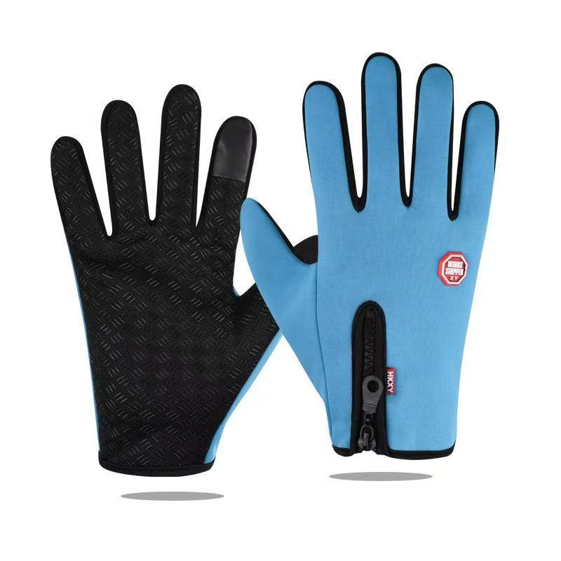 Men Women Cycling Winter Warm Sport Gloves Touchscreen Outdoor Fishing Splash-proof Skiing Snowboard Nonslip Zipper Gloves