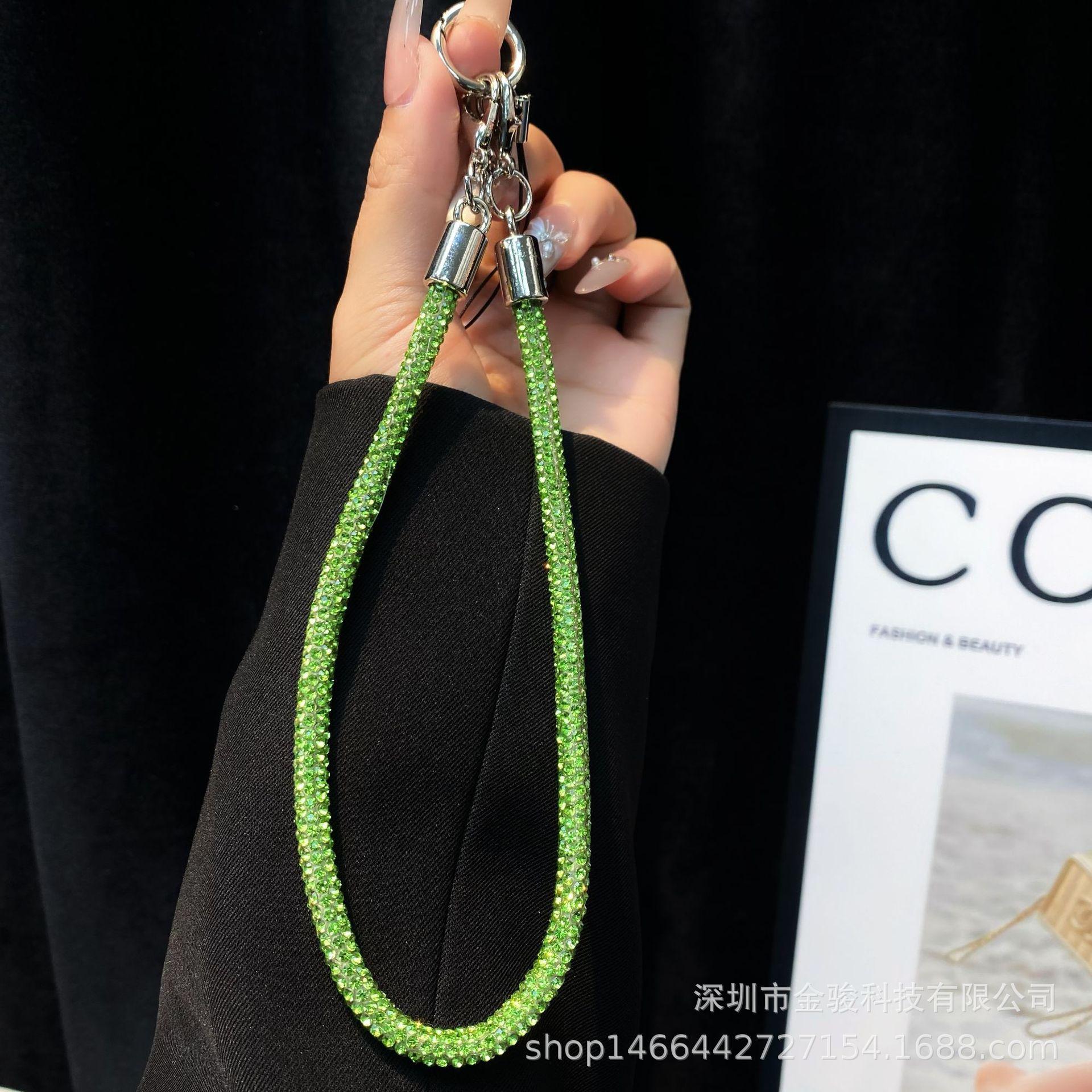 

Light Luxury Phone Lanyard New Simple Rhinestone Double Buckle Phone Pendant Keychain Anti-Lost Rope Fashion Hanging Chain Wholesale