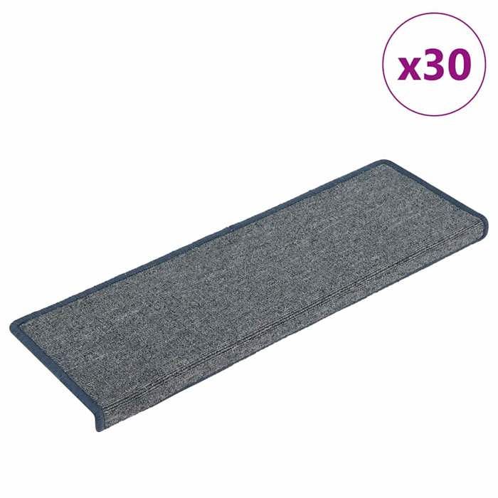 VidaXL Stair Treads 30 Pieces 65 X 21 X 4 Cm Light Grey and Blue Rectangular Edge 3365780