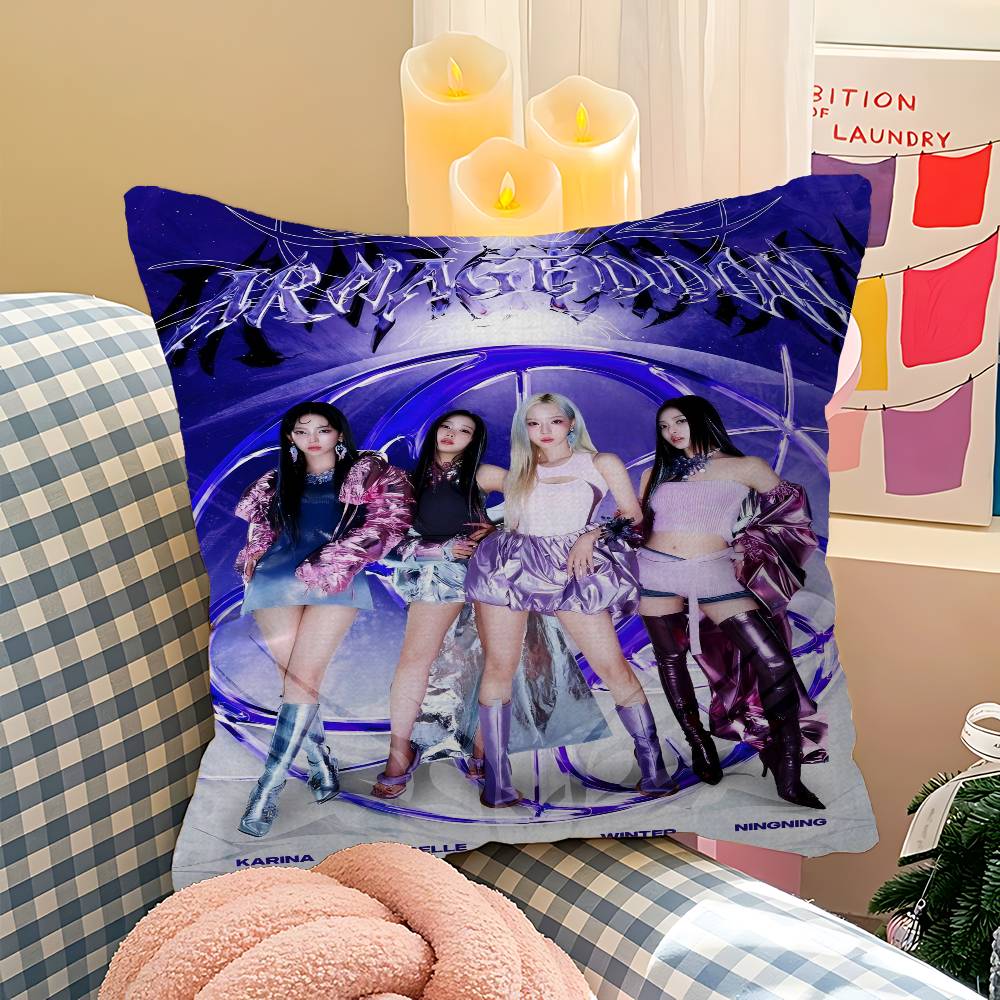 Kpop A-Aespa Pillow Cover Sofa Cushion Cover Home Room Decoration Children Gift