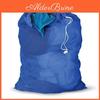 Bolsa de lavandería duradera de nailon azul petirrojo con cierre de cordón forma rectangular
