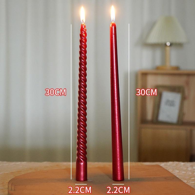 30 cm galwanizowana europejska kolorowa świeca stożek z długim trzonkiem, bezzapachowa, do użytku domowego, świeca stożek, wosk, 4 sztuki