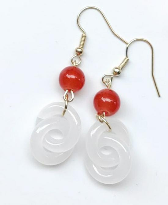Ancient Style Dried Rose Flower Earrings - Long Glass Design