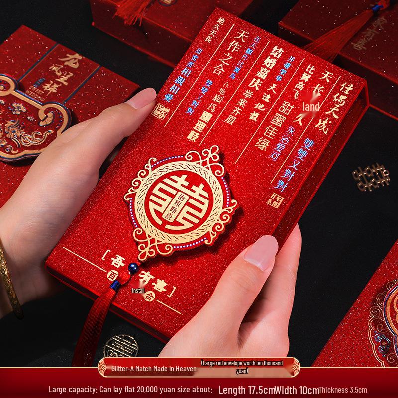 Kreativt Bröllopsrött Kuvert med Tiotusen Yuan Munväxlingsavgift - Personlig Högkvalitativ Design