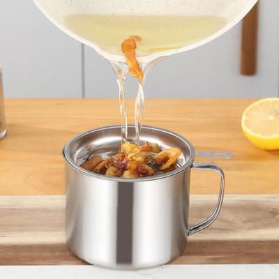 Stainless Steel Oil Strainer Pot Container Jug with Filter Cooking Oil Storage Can Kitchen Gadget for Cooking Oil Storage Filtering