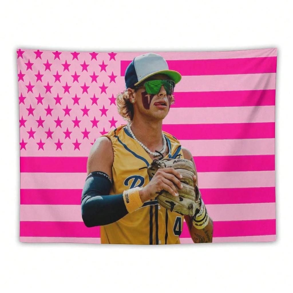 1pc Savannah Bananas Baseball Player Tapestry American Flag Wall Hanging Polyester 2D Print Sport Aesthetic Decor for Bedroom