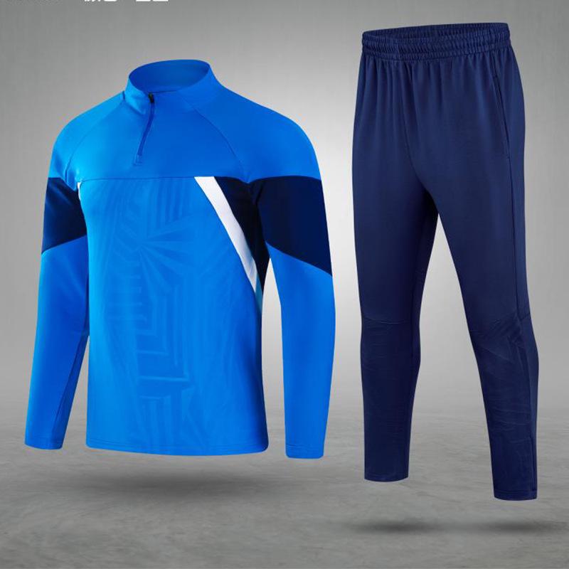 Autumn Winter College Student Football Training Set: Half-Zip Long-Sleeve Jersey & Children's Competition Team Uniform