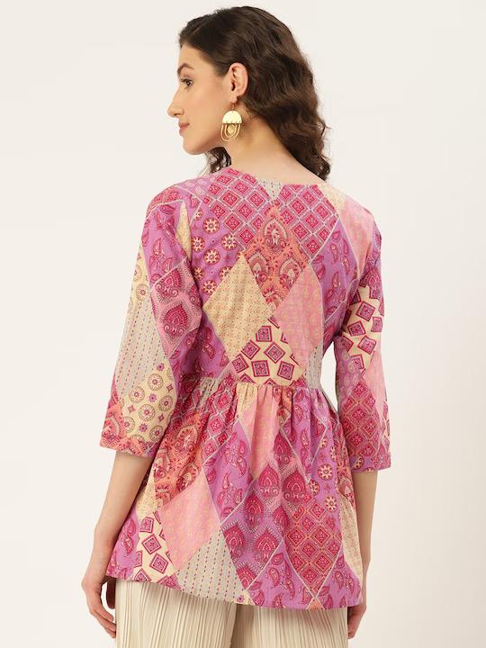 Woman Purple Floral Printed Top