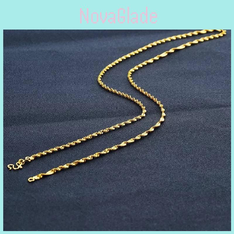 Exquisite 2mm Small Double Wave Necklace Crafted From Pure Brass With 24k Gold Plating Ideal For Women