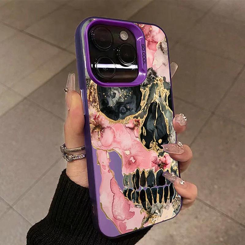 Luxury Skull Floral Cartoon Phone Case For iPhone 16 15 14 13 PRO MAX 11 12 13 PRO X XS XR 7 8 Plus Protective Shell Y2k Cover