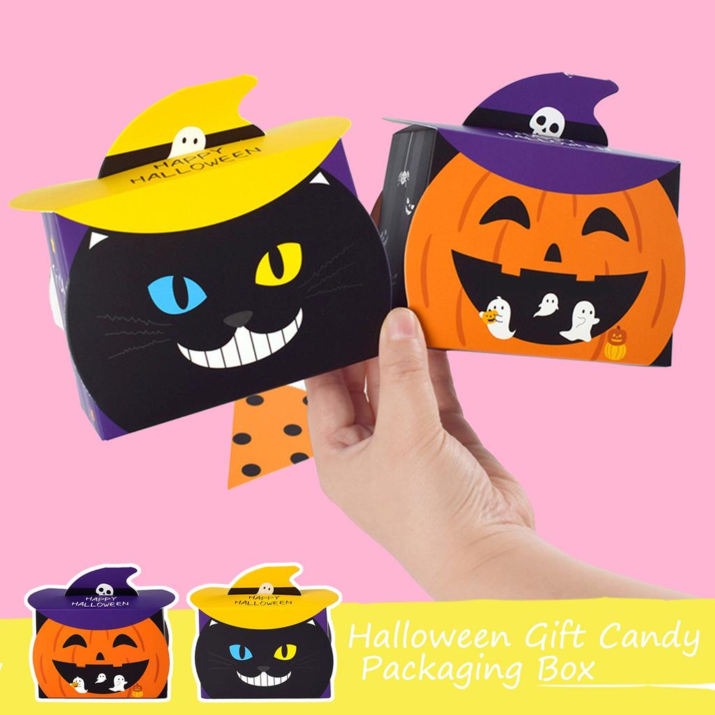 10pcs Colorful Halloween Item Candy Packaging Box  Fun Cat Creative Funny Party Box
