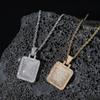 Explosive Copper Inlaid Zircon Full Diamond Military Brand Necklace, European and American Hip-hop Square Hanging Tag, Men's Trendy Accessory
