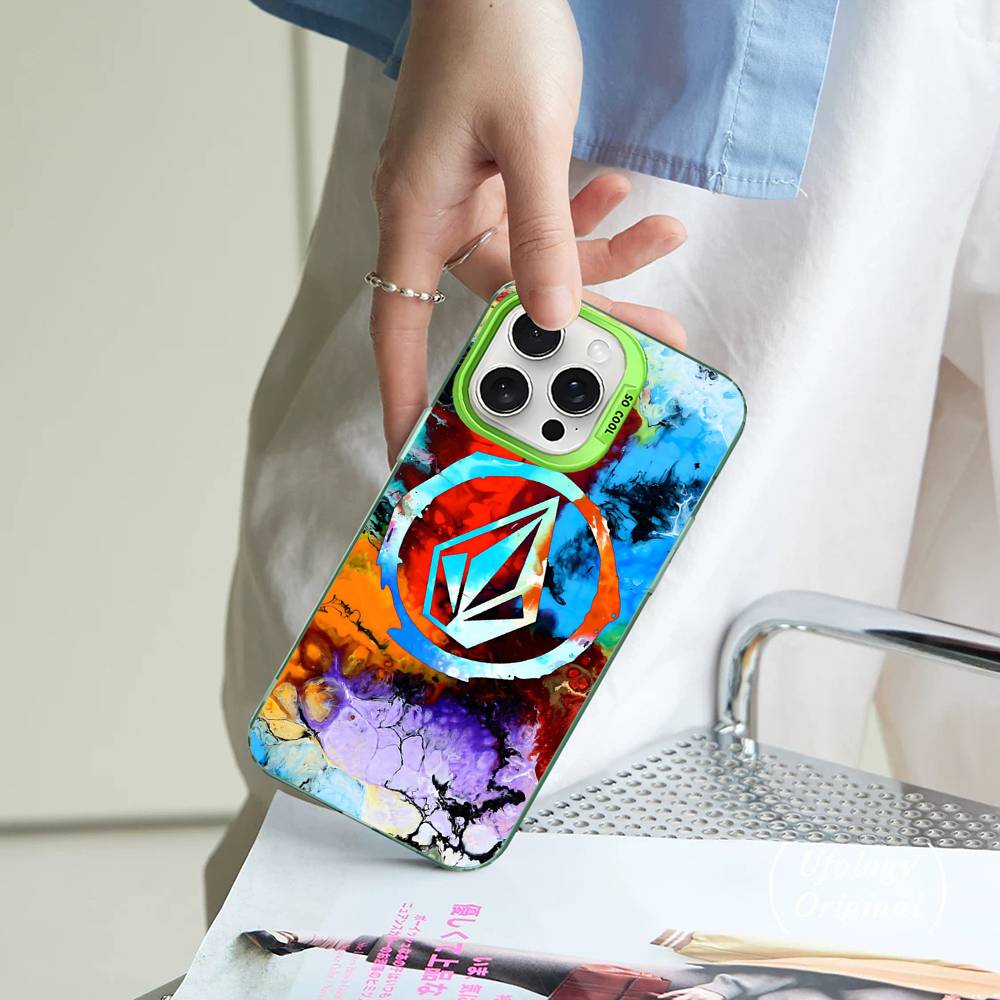V-Volcom LOGO Fashion For Iphone 15 14 13 Plus 17 16 12 11 Pro Max Matte Colored Silver Luxury Phone Cover