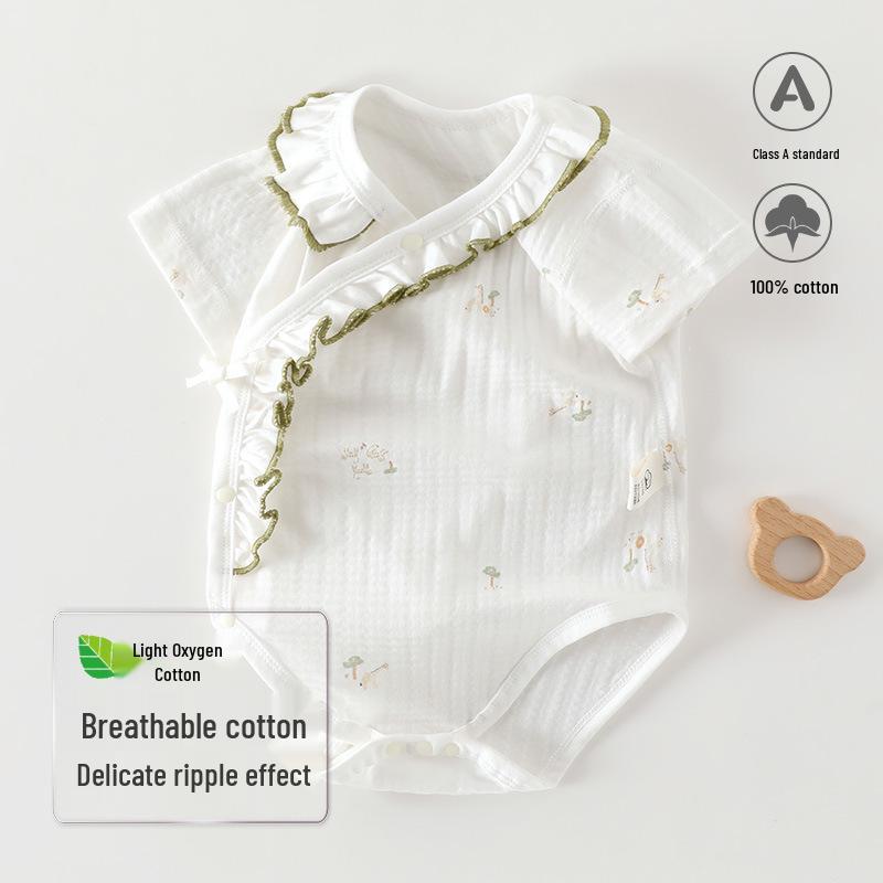 A-Class Cotton Baby Romper - Breathable Summer Jumpsuit with Snap Crotch for Newborns