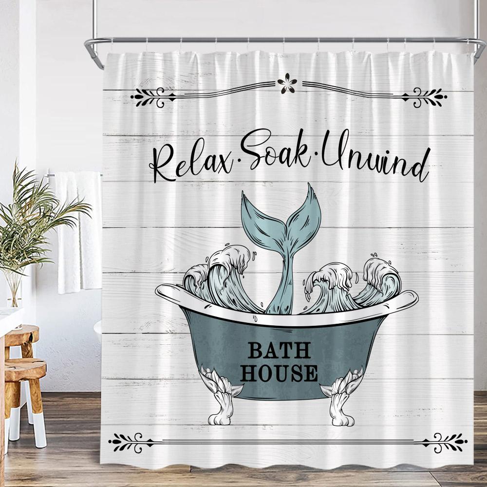 Motivational Quotes Farmhouse Shower Curtain Daisy Lavender Succulent Plant Spring Bath Curtain Vinatge Floral Bathtub Curtain
