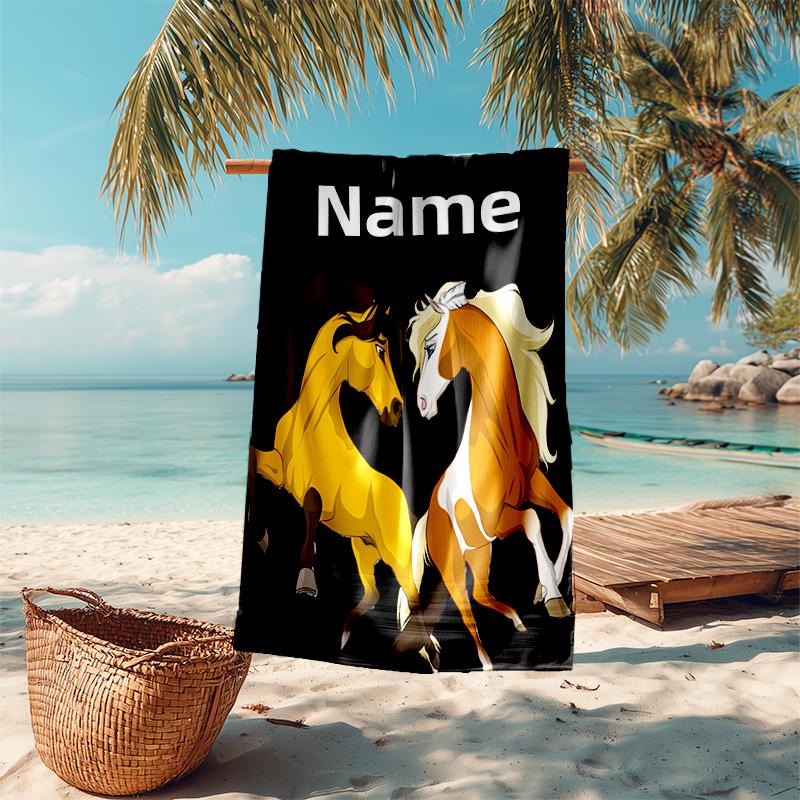 Asciugamano da spiaggia personalizzato con motivo Spirit Riding Free - morbido, assorbente, ad asciugatura rapida, perfetto per nuoto, campeggio e bagni