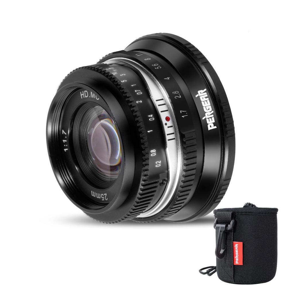 Pergear 25mm Large Aperture Manual Camera Compact and Ideal for Everyday Street and Landscapes F1.7 APS-C Lens, Lightweight, Photography, Portraits,