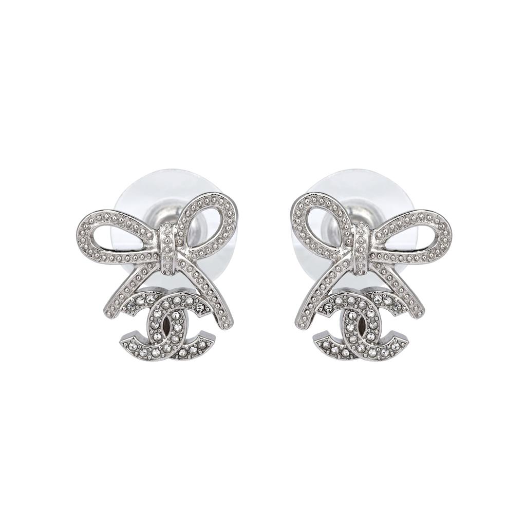 CHANEL Stud Earrings Women's Silver ABG601B22434U4563