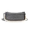 Fashion Rhinestone & Pearl Chain Crossbody Bag – Phone Pouch with Zipper, Adjustable Strap for Shoulder or Hand Carry