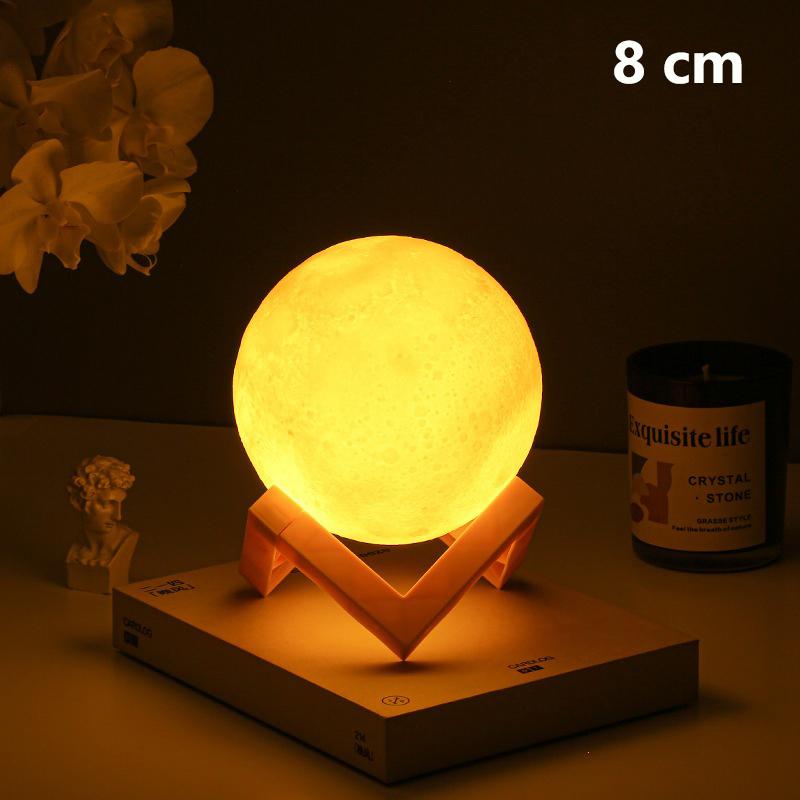 3D Maan Nachtlampje Oplaadbare Maanlamp Slaapkamer Led Studeerkamer Tafellamp Warm Licht Bedlamp Bureaulamp Woondecoratie