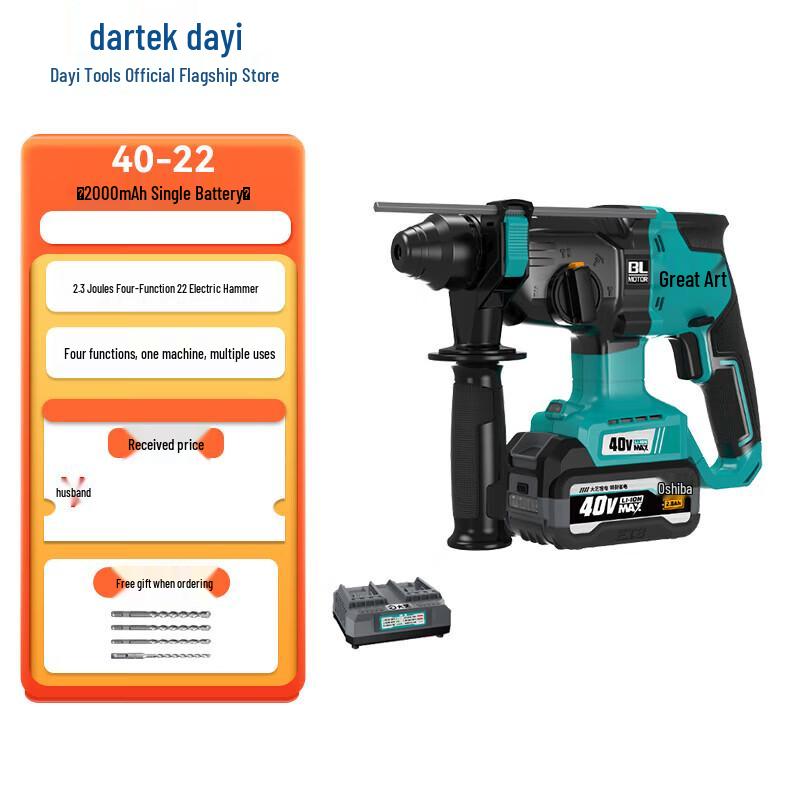 Dayi Cordless Brushless Rotary Hammer Drill CN plug (adapter included)