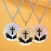 LIKGREAT Kreuz Bibel Anhänger Halsketten Edelstahl Schmuck Damen Herren Schrift Heilige Schrift Betend Christlich Religiös Amulett
