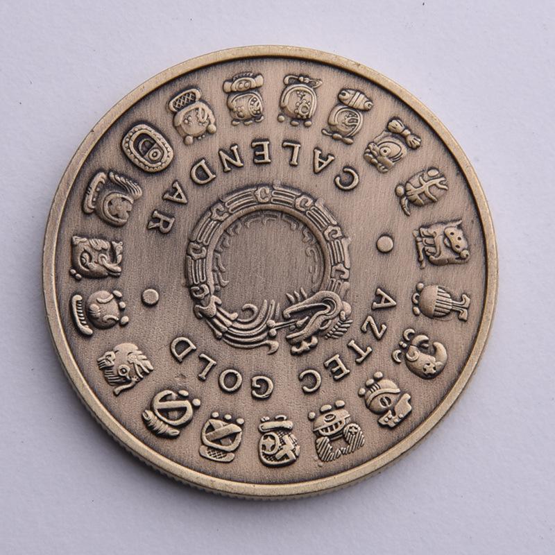 Aztec Maya, Lacquer Dragon, Bronze, Commemorative Medal, Maya Corona, Pyramid, Creative Commemorative Medal