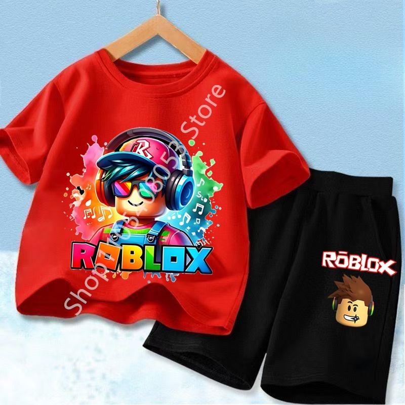 Patterned kids' T-shirt set, stylish green matching for both boys and girls