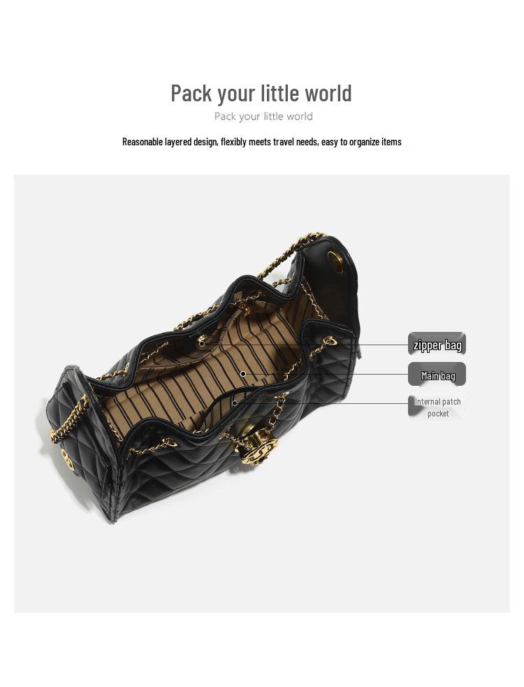 25C Women's Hippie Hobo Fashion Bucket Bag - Chain Crossbody, Drawstring Shoulder & Underarm Design