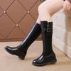 Fashion Women's Boots New Round Toe Low Heel Warm Shoes Autumn and Winter Black Fashion Zipper Women's Knight Boots Shoes