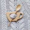 Umbrella Dancing Piggy Wooden Brooch Maple Leaf Kitty Scarf Buckle  Clothing Accessory