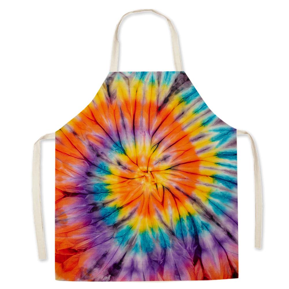 Color Geometric Pattern Cotton and Linen Men Women Kitchen Apron Waterproof Kitchen Apron for Home