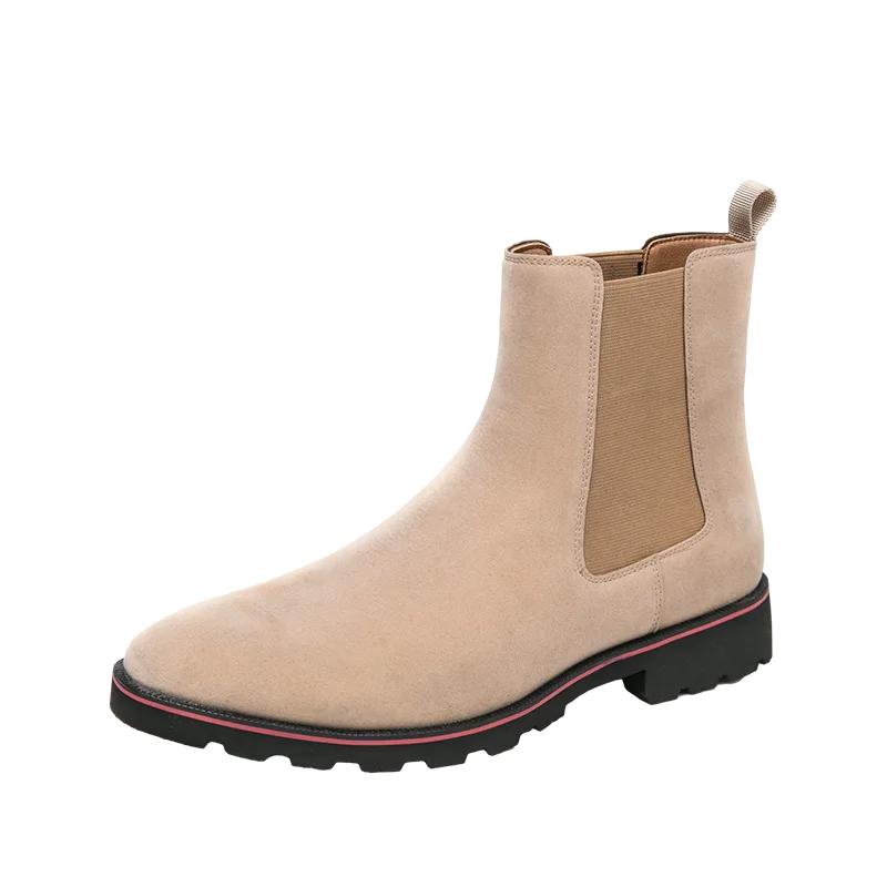 Fashionable Elegant Men's Ankle Boots Winter New Style Pointed Banquet Dress Shoes Office Business Men's Thick Soled Short Boots