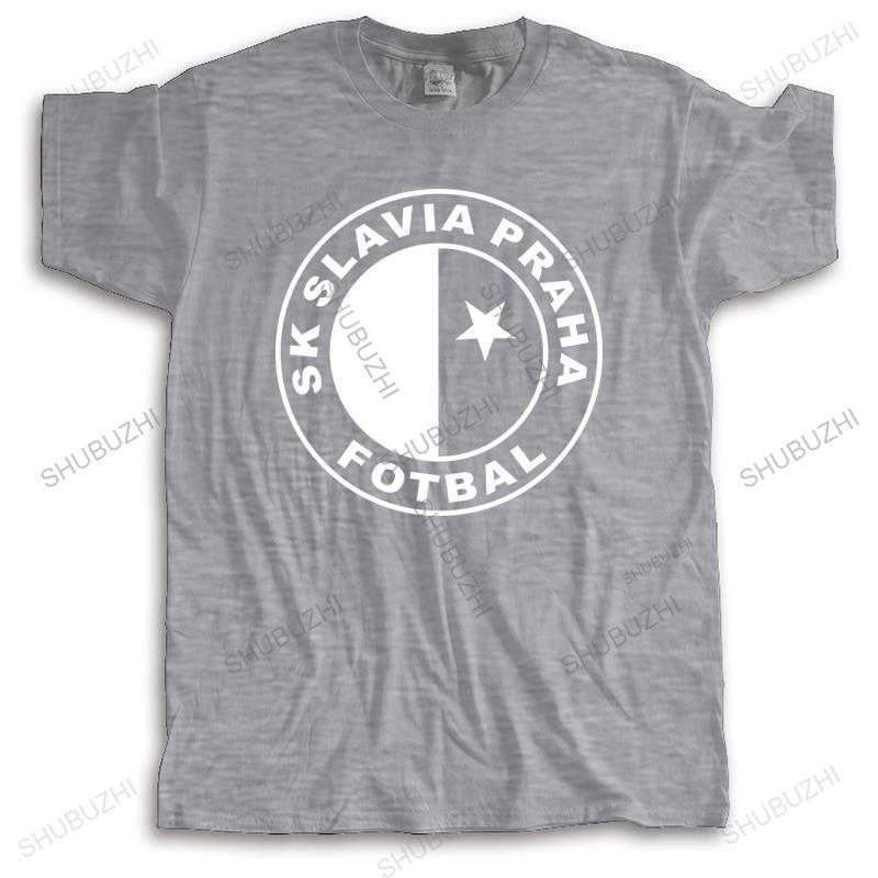 Męski bawełniany T-shirt marki Lato T-shirt z okrągłym dekoltem SK SLAVIA PRAGA PIŁKA NOŻNA unisex Zabawny T-shirt Męski wysokiej jakości T-shirt