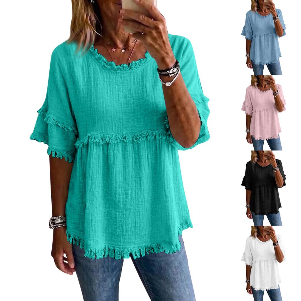 Womens Spring Tops Casual Loose Fit Womens Summer Shirts 2026 Short Sleeve Tshirts Shirts for Women Dressy Tops for Women
