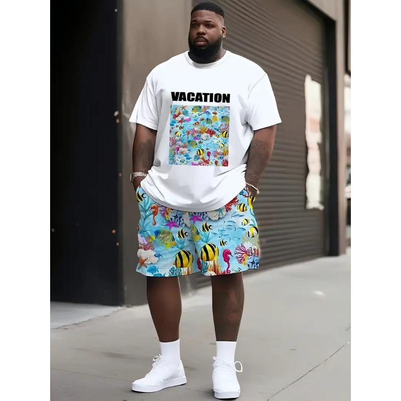 Men's Short Sleeve T-shirts And Shorts Set Outdoor Street Short Sleeve Top Shorts Plus Size Casual Summer T Shirts 2-piece Set