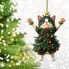 Xmas Tree Kitten Pendants 2D Acrylic DIY Christmas Tree Hanging Ornament Navidad New Year Party Home Festival Decoration