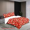 3Pcs red Christmas theme print quilt cover featuring pilowcases, no filing, skin-friendly, warm machine washable beding set decor