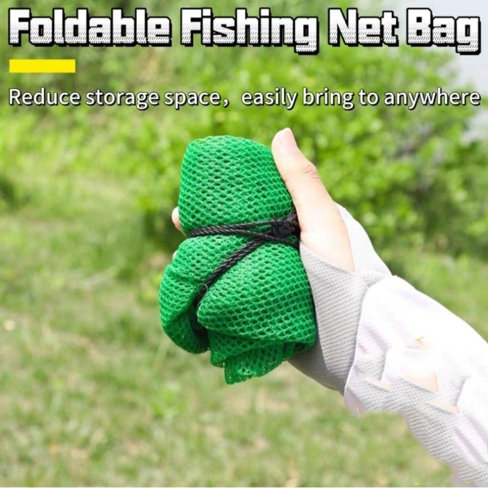 Nylon Green Fish Cage Foldable Thread Collapsible Fish Cage Lightweight Fishing Net Bag  Fishing