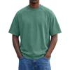 Herren Schwarzes gewaschenes Rundhals-T-Shirt Lockere Passform Kurzarm Lässiges einfarbiges Oberteil