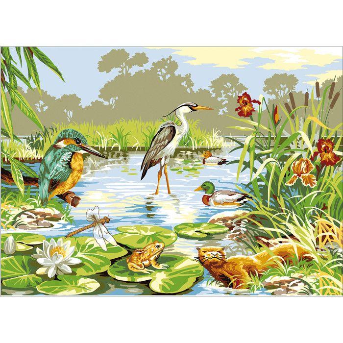 Canevas antique La vie des marais 45x60cm