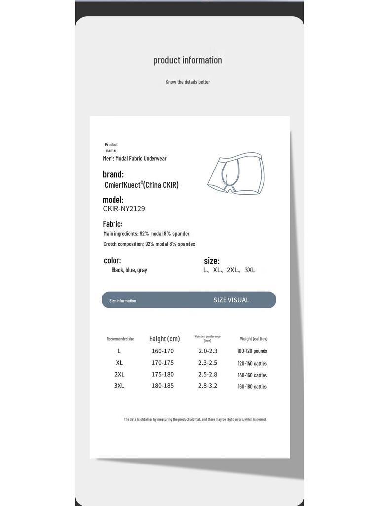 Cmierf Kuect Men's Modal Underwear 3-Pack