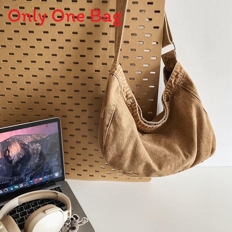 Denim Canvas Bag For Women Casual Daily Commuting With Zipper Closure And Phone Pocket