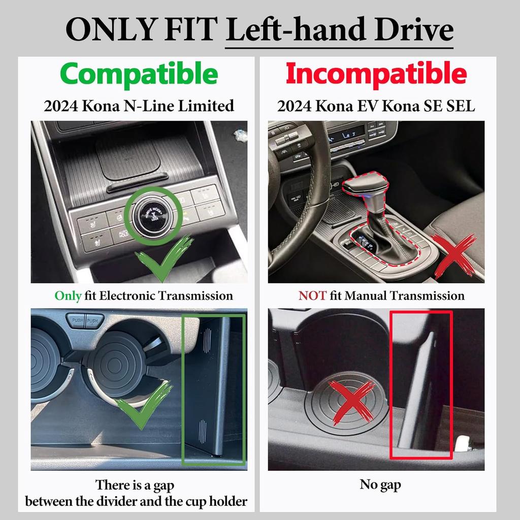 Für 2025 Hyundai Kona SX2/SEL/ N Line/Limited Mittelkonsolen-Ablage Organizer Armlehnenbox Aufbewahrung ABS Zubehör Einsatz Auto Box