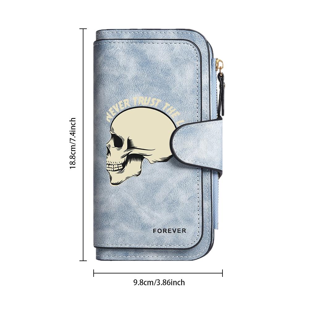 Skull Pattern Long Wallet Fashion Casual Card Holder Portable Purse for Daily Use