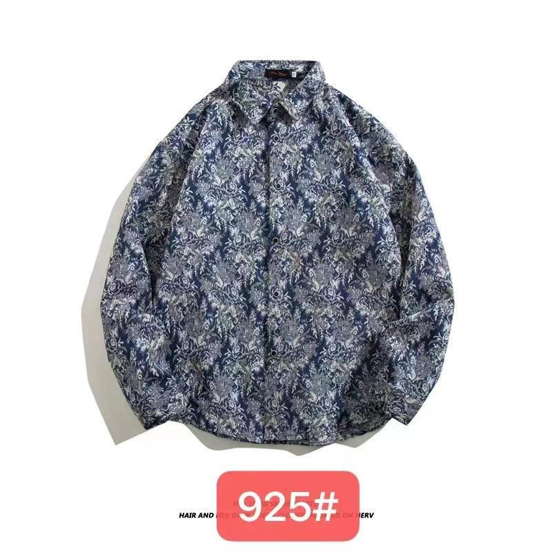 Cămașă bărbătească cu mânecă lungă, stil retro cubanez vintage - stil etnic japonez pentru toamnă și iarnă