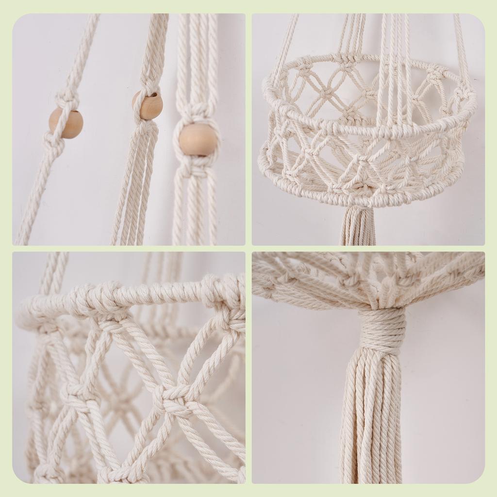 Weaving Storage Basket Suspended Basket Tassel Decoration Hanging Basket Home Vegetable Fruit Plant Wall Hanging
