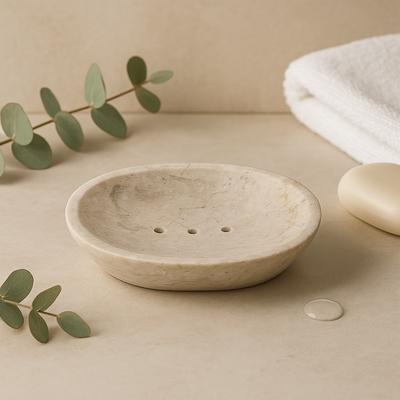 Marble Soap Dish, Oval Cream